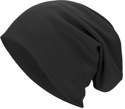 Century Star Cotton Slouchy Beanie Hat Stretch Hip-Hop Warm Skull Caps Unisex Baggy Lightweight Beanie for Women 01 Black One Size