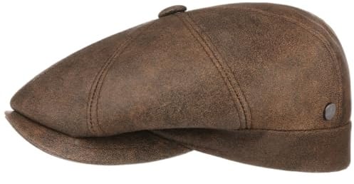 Lierys Casquette en Cuir City Nappa Femme/Homme - Made in Italy Plate avec Visiere Automne-Hiver