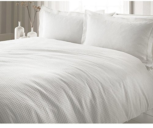 Riva Home Waffle KS Duvet Set White, Baumwolle, Weiß, King