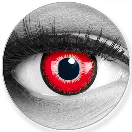 Farbige Kontaktlinsen Emine in pink weiss – Manga Anime Linsen weich ohne Stärke 2er Pack + gratis Behälter – 12 Monatslinsen - perfekt zu Halloween Karneval Fasching oder Fasnacht