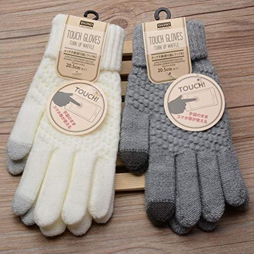 Gants Femme tactiles pour LG G6 Smartphone Taille M 2 Doigts Hiver (Gris)