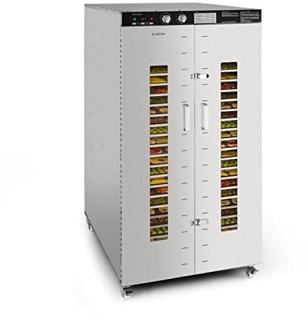 Klarstein Master Jerky - Dörrautomat, Dehydrator stufenlos regelbare Temperatur von 40-90 °C, 15h-Timer, DigiSet Control, 24 Einschübe aus Edelstahl, Dörrgerät mit 5850W, silber