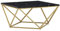 Moderner Couchtisch geometrisch schwarz Marmor Optik mit goldenen Beinen Malibu