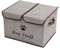 Pethiy Große Leinenstoff Aufbewahrungsbox mit deckel für Hunde Zubehör-Faltbare Doppelgitter Aufbewahrungskorb mit Griffen,für hundespielzeug Hundebekleidung-43 x 31 x 26 cm (Grau)