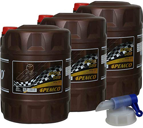 3x20 Liter PEMCO Getriebeöl iPOID 589 80W-90 Gear Oil Öl inkl. Auslaufhahn