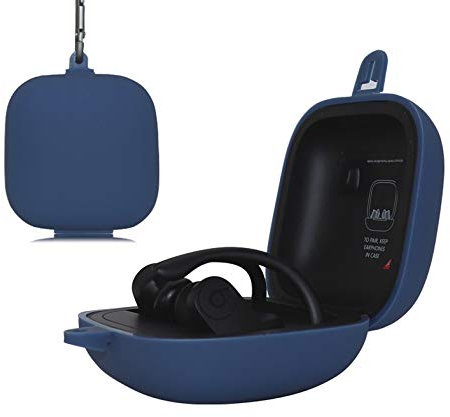 RLTech Case for Powerbeats Pro, Soft Silicone Full Protective with a Carabiner Earphone Case Cover for Beats Powerbeats Pro, Blue
