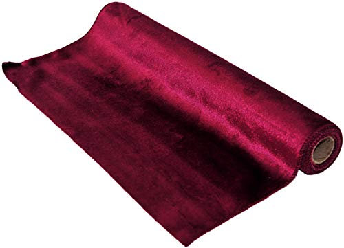 matrasa Dekostoff Velours Samt Weich - versch. Farben - 36 x 200 cm - Bastelstoff Tischläufer Rot