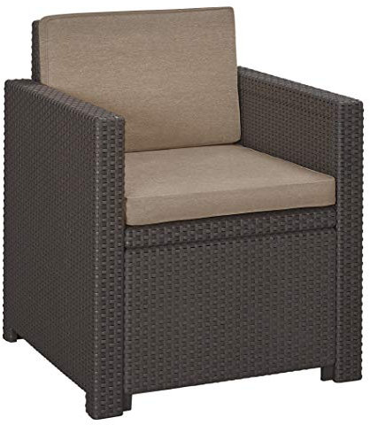 Allibert by Keter Victoria Loungesessel, braun, 65x62x77cm, Kunststoff in flacher Rattanoptik, wetterfest, UV-beständig