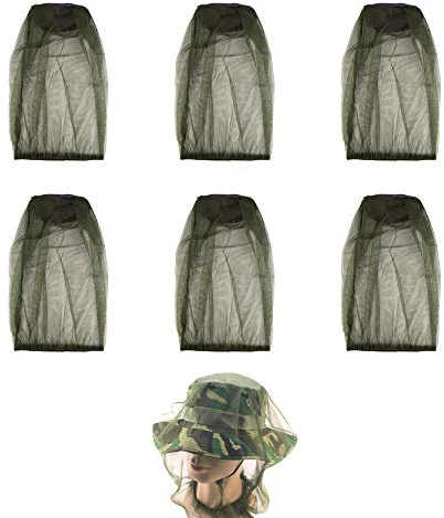 6Pcs Premium Head Net Face Mesh with Extra Fine Holes, Mosquito Hat Mask Head Cover for Camping Hiking Fishing Protecting from Insect Bug Bee Mosquito Gnats