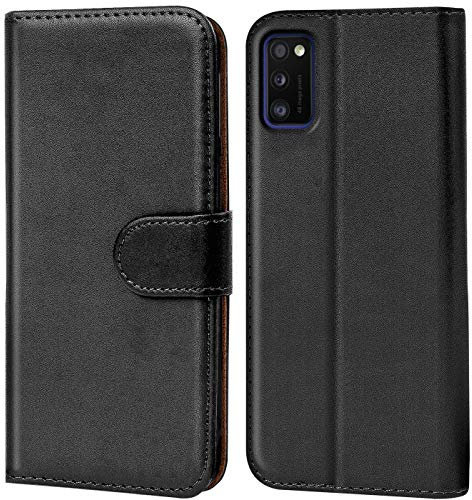 Verco Handyhülle für Samsung A41 Hülle, Klapphülle für Samsung Galaxy A41 Tasche PU Leder Flip Case Brieftasche, Schwarz