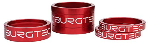 Burgtec Stem Spacer Kit - Red/Mountain Bike MTB Part Match Component Lightweight Alloy Accessories Cycling Biking Cycle Trail Ride Style Race Downhill Freeride Dirt Jump Screw Spacer Headset Kit