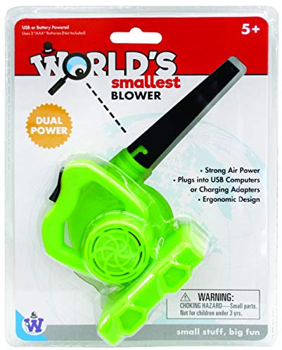 Westminster, Inc. World's Smallest Blower - Real, Working, Tiny, Dual Powered Leaf Blower, Orange, 6 in.