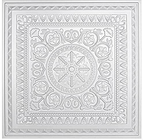 Art3d Deckenfliesen PVC 61 x 61 cm Kunststoffplatte Weiß 12 Stück 4,5 m²