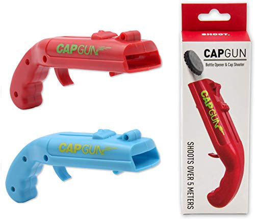 Cap Gun Launcher Shooter Bottle Opener,Beer Openers - Shoots Over 5 Meters (Arctic Blue/Red)
