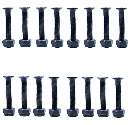 ANCLLO 16 tornillos de monopatín de 35 mm para monopatín, conjunto de herramientas para monopatín, puente de uñas, tornillos para repuesto negro