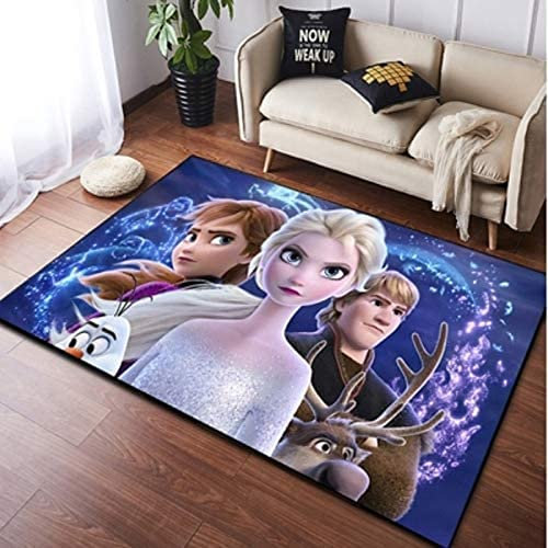 KIKCY Teppich Kinderzimmer Mädchen Herz Eiskönigin Cartoon Anime Mädchen Zimmer Rechteck Wohnzimmer Schlafzimmer Studie Zimmer Dekorative Teppiche (60 x 90 cm)