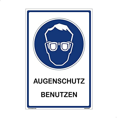 Kleberio® Hinweisschild Labor - Augenschutz benutzen - 30 x 45 cm gelocht & Kit Arbeitsbrille Werkstatt Schild Chemie Sicherheits Brille Schutzbrille für Brillenträger