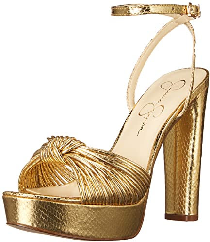 Jessica Simpson Damen Immie Sandale mit Absatz, Gold, 41 EU