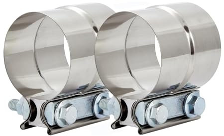 2PCS Lap Joint Band Clamps,Exhaust Muffler Clamp, Exhaust Pipe Clamps preformed Stainless Steel (2.75)