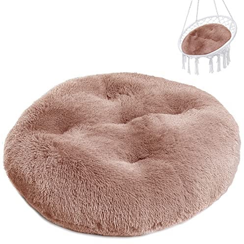 Ferocity Hängesessel Kissen, Polster Bodenkissen für Schwenksessel, Auflage für Baumwoll Hängeschaukel, Papasansessel, Hängekorb, Hängestuhl, Durchmesser 90 cm Schmutzig Rosa Shaggy [114]