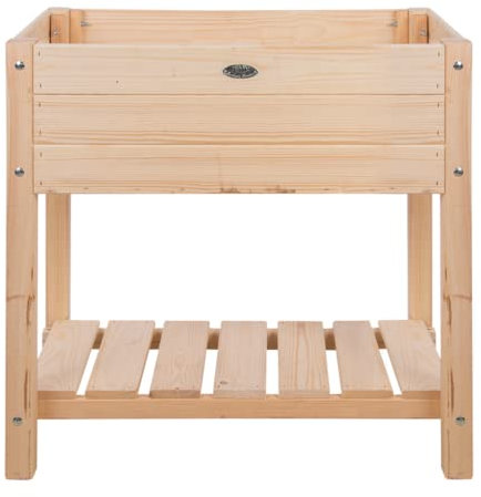 Hochbeet aus Holz mit Ablage, Natur, Größe S, Pflanzkasten für Balkon und Terrasse