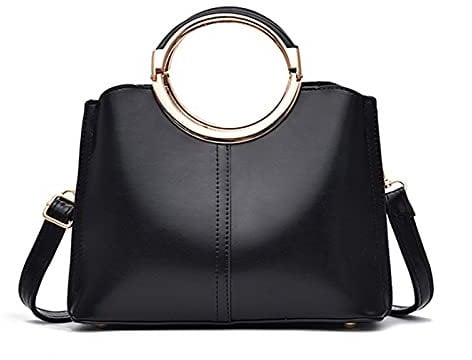 NICOLE & DORIS Damen Henkeltaschen Elegante Frauen Umhängetasche mit Top Griff Mehreren Fächern Designer Tasche Klein Mode Schultertasche Handytasche PU Leder Schwarz