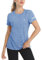 TACVASEN Sport Oberteile Damen Kurzarm Atmungsaktiv Fitnessshirt Sportshirt Schnell-Trocknend Laufshirt Outdoor Golf Shirt Meliert (XXL, Hellblau)