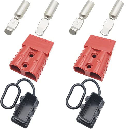 CESFONJER 120A 600V Battery Connectors, Quick Connect Quick Disconnect Battery Connector, Fits 2-4 AWG Wire, for forklift trucks,solar batteries,car etc (red)