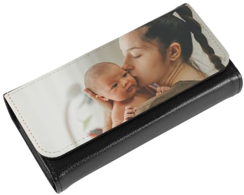 OCADÉAU Custodia Per Occhiali In Similpelle Nero Con Foto Personalizzabile, Chiusura Magnetica, Interno In Velluto, 16 X 8,5 X 3 Cm