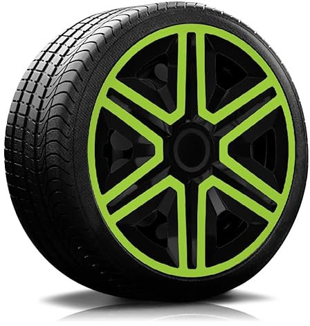 RADKAPPEN-KÖNIG 16 Zoll RKK20 Schwarz-Grün Radkappen Radzierblenden 4 Stück
