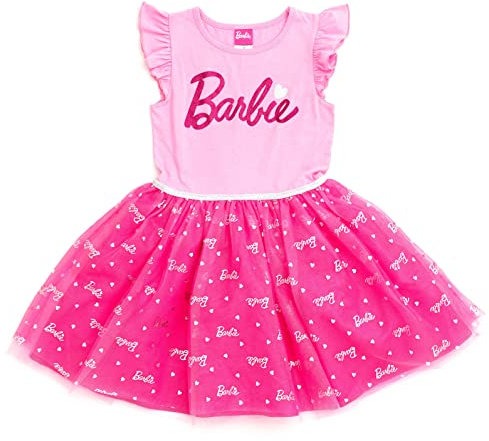 Barbie Vestito da bambina in tulle, da bambino a grande, Rosa, 4