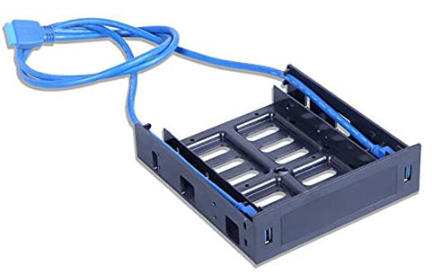 ANTIOCH 2 x USB 3.0 Frontblende 3,5 Zoll/HDD oder SSD/HDD 2,5 Zoll auf 5,25 Zoll Floppy zu Schacht Halterung für Optik-Laufwerk