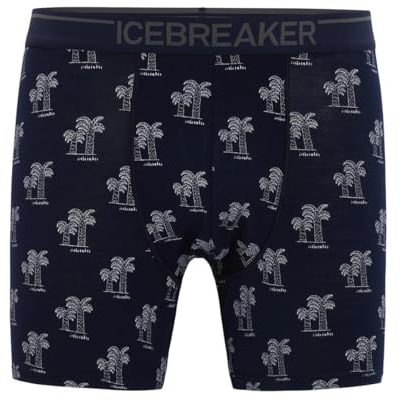 Icebreaker Damen Anatomica Boxershorts, Midnight Navy/Snow/AOP, XXL