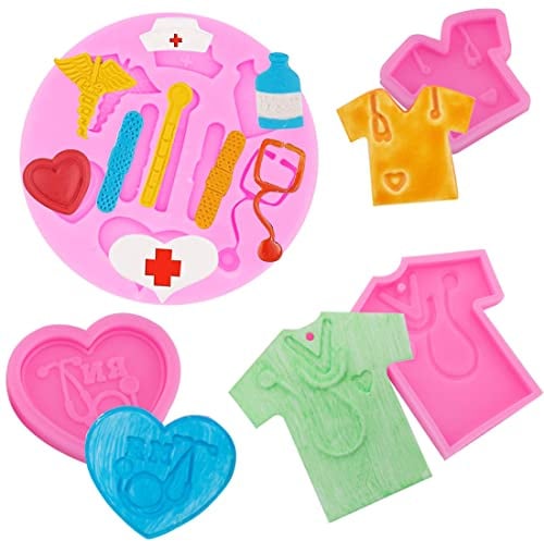YGCHEN Silikonform Krankenschwester Silikon Formen Fondant Medical Silikon Form Fondant Nurse Gießform Silikon Kuchenform Eiswürfelform Schokoladenformen 4 Stück