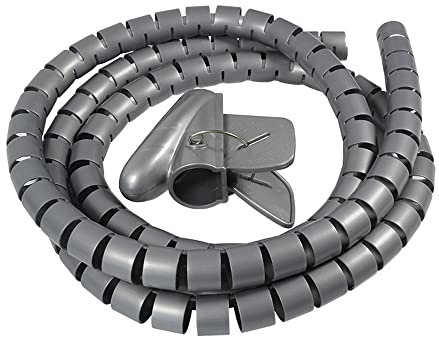 MOCNT 28mm Kabelschlauch Flexibler Kabelspirale Kabelmanagement Kabelkanal Kabelschutz Spiralkabelschlauch Selbstschließender Bündeln Kabel Isolierschlauch Kabelhülle Grau 5Meter