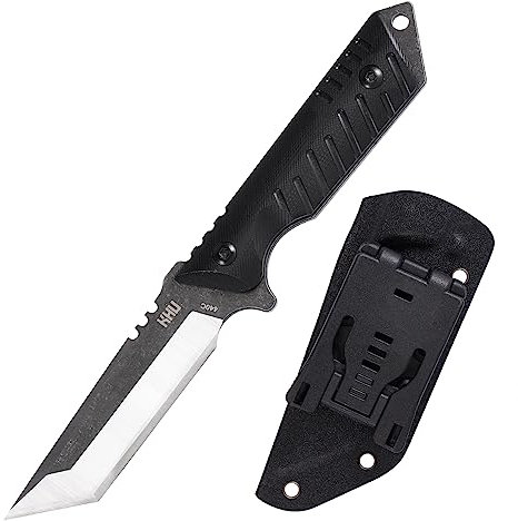 KHU Coltello a lama fissa Coltello da caccia Coltello da sopravvivenza Coltello Bushcraft 440C Acciaio G10 Handle, All'aperto campeggio accessori utili regalo uomo With Kydex Sheath