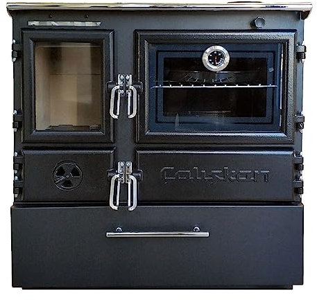 Caliskan Premium-Holzherd Modell 214 - BOX mit 6,42kW - Viel Gusseisen! - Schwarz - Holz - Kaminofen