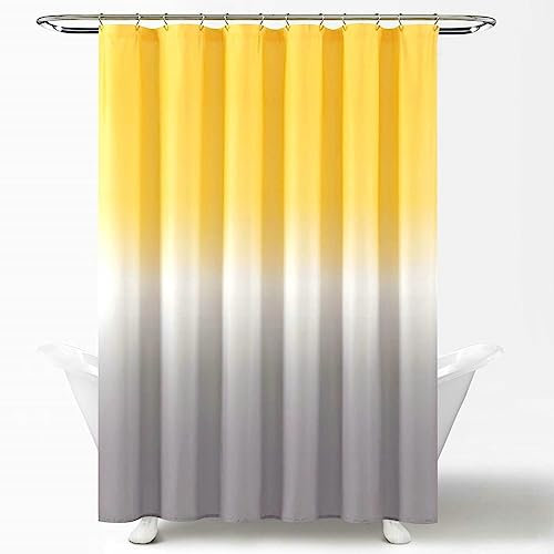 Gualiy Duschvorhänge 180x180CM, Farbverlauf Gelb Grau Duschvorhang Antischimmel Waschbar Gelb Grau Badvorhang