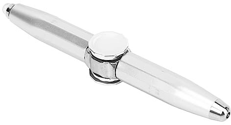 Leuchtender Gyro-Kugelschreiber mit Fingerspitze, Rotierender Finger-Schreibstift mit LED-Licht Zum Stressabbau (Silber)