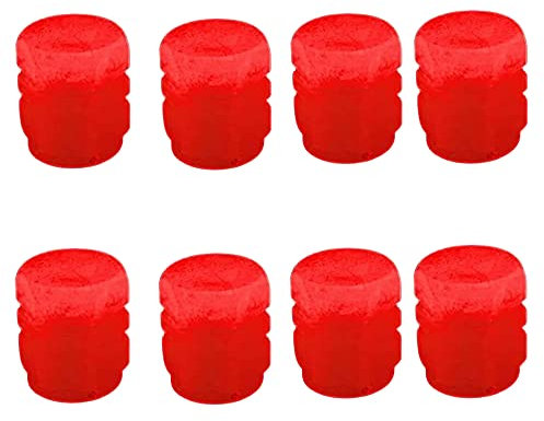 Riloer Universal fluoreszierende Autoreifen-Ventilkappen (rot), Universal Fit für Auto, Motorräder, SUV, LKW, Fahrrad, 8 Stk./Satz leuchtende Autoreifen-Luftventilkappen