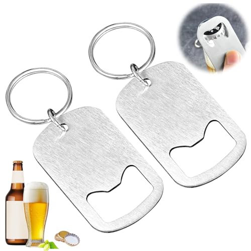 Lot de 2 Porte-clés Décapsuleur en Acier Inoxydable, Décapsuleur Solide et Endurant, Tire-Bouchon, Multifonction Décapsuleur pour La Bière, Les Canettes, La Cuisine, Le Bar, Le Restaurant, Les Cadeaux