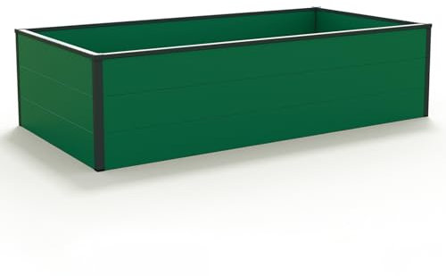 GFP HALFSIZE Aluminium Hochbeet - Platzsparendes & Stabiles Gartenbeet in Grün - 150 x 77 x 39 cm - Ideales halbhohes Modell für Familien-Gartenspaß