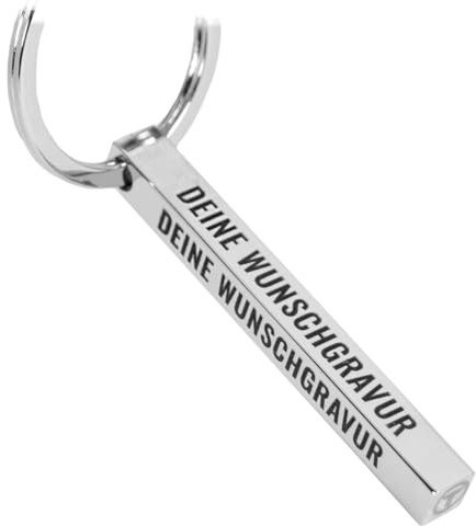 Tidero Cuboid Schlüsselanhänger mit Wunschtext personalisierbar - Geschenk aus Edelstahl - Gravur Wunschgravur Weihnachten Männer Frauen - Quader personalisiert - Silber (glänzend) (4-seitig)