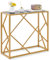 LIFEZEAL Mesa Consola Dorada de 80cm, Mesa Auxiliar Estrecha con T de Vidrio Templado para Salón, Entrada, Pasillo