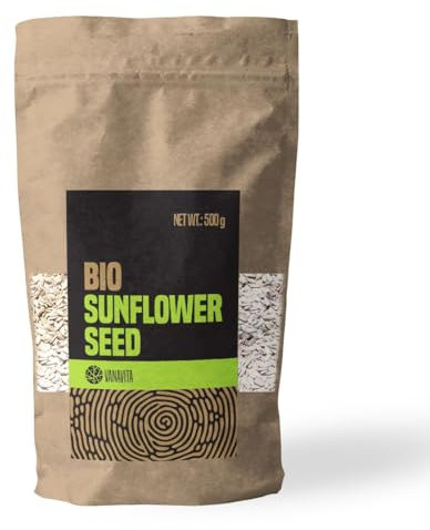 VanaVita Semi di Girasole BIO 500 g, Senza Sale, Ricchi di Vitamine e Minerali, Snack Salutare, Adatti per Essere Aggiunti a Cereali o ad Altri Piatti, Semi Girasole Biologici