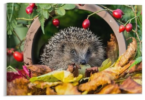 Puzzle 1000 Stück，Igel in goldenem Herbstlaub，Holz Für Erwachsene Kinder Spiele Lernspielzeug（52x38cm）-106