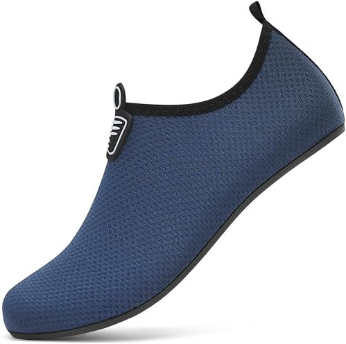 RUOMU Badeschuhe Herren Damen Wasserschuhe Schnell Trocknend Schwimmschuhe Barfußschuhe rutschfeste Leicht Aquaschuhe Strandschuhe fur Männer Frauen,Dunkelblau 45 EU