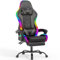 Devoko Silla Gaming con Masajeador y LED, Silla de Oficina Ergonómica con Reposapiés, Sillas Gaming para Oficina y Juegos con Iluminación RGB（Gray）