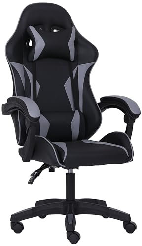 Millhouse Sport Desk Chair with Adjustable Lumbar Support and Head Pillow, X3577 (Grey)