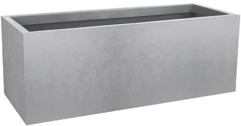 EDA - Blumenkasten Basalt'Up 57 l – Dekor in Betonoptik – einwandig – Wasserspeicherbereich – 79,5 x 29,5 x 29,5 x 29,5 cm – Betongrau